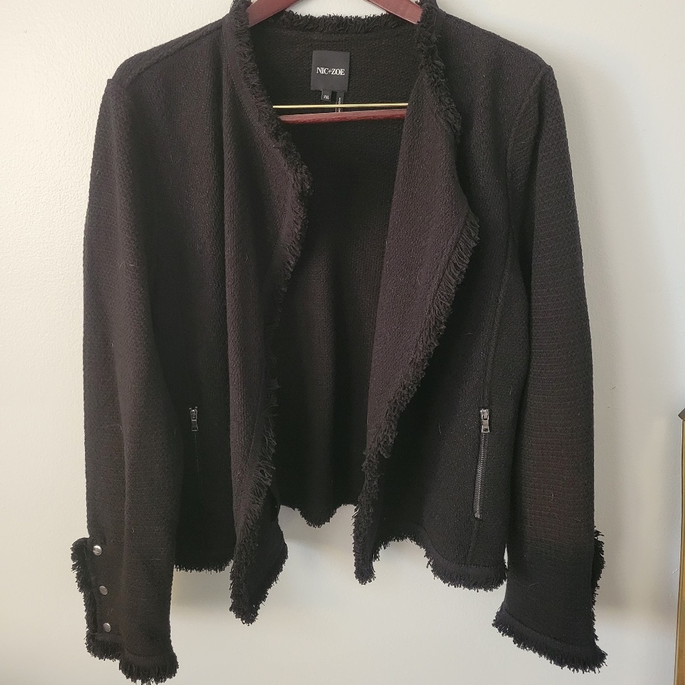 NIC+ZOE Black Fringed Blazer